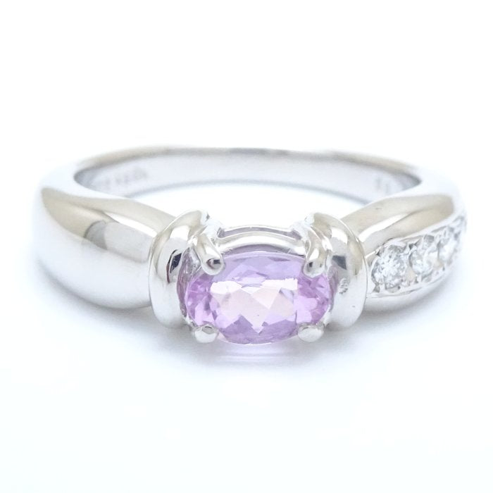 Mikimoto Pink Topaz Diamond Ring Pt950