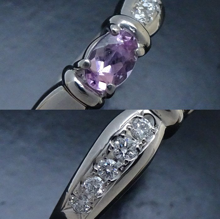 Mikimoto Pink Topaz Diamond Ring Pt950