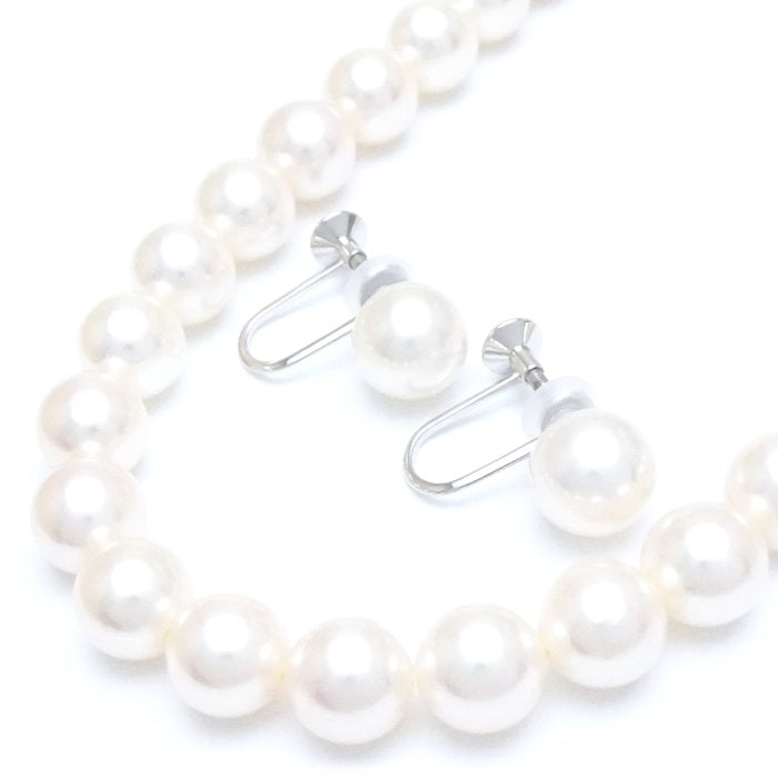 Mikimoto Pearl Necklace & Earrings Set K18WG