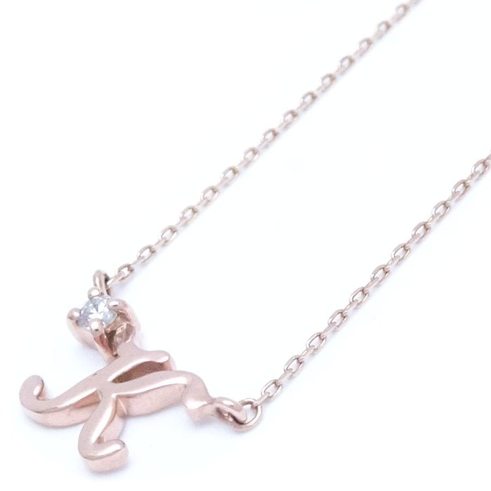 4℃ Initial Pendant Necklace K Diamond K10PG Pink Gold