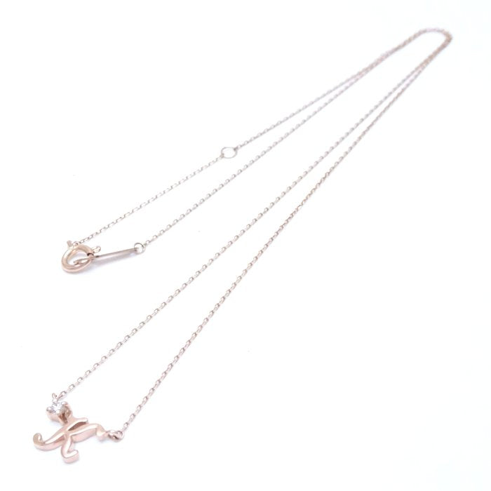 4℃ Initial Pendant Necklace K Diamond K10PG Pink Gold