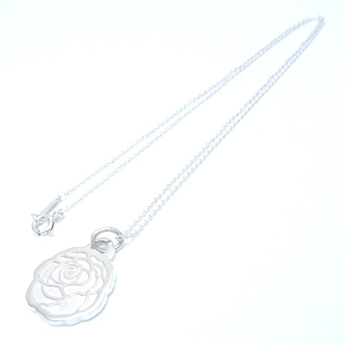 Tiffany & Co Silver Rose Pendant Necklace