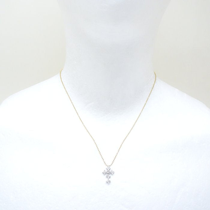 Vendome Diamond Cross Necklace K18WG K18YG