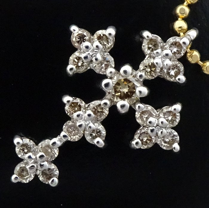 Vendome Diamond Cross Necklace K18WG K18YG