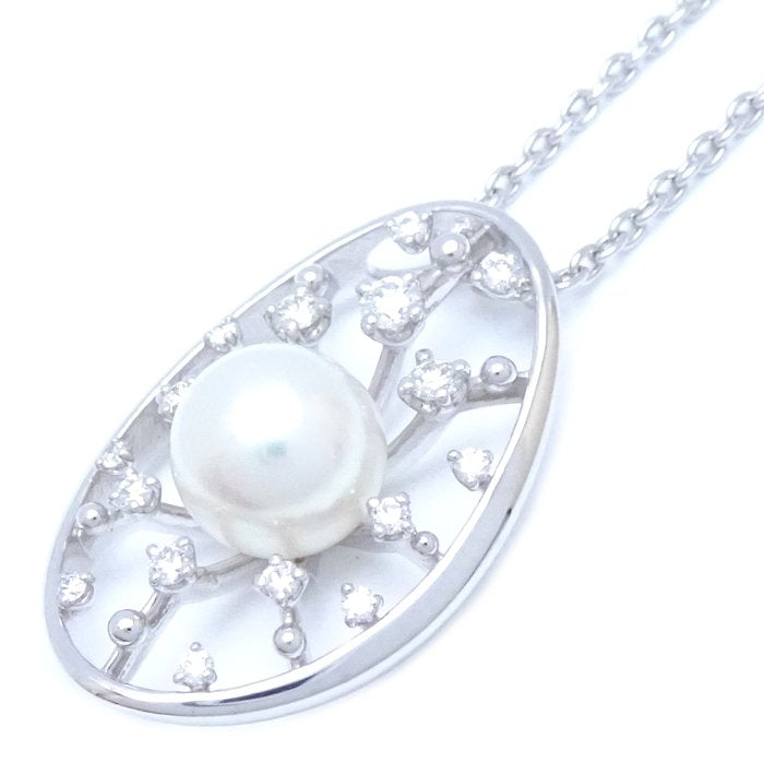 Mikimoto Pearl Diamond Necklace K18WG