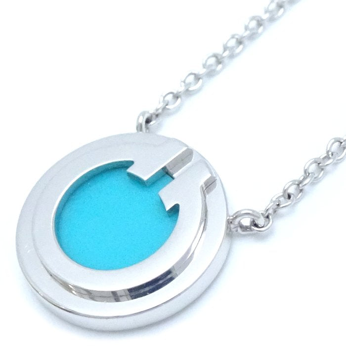 Tiffany & Co T TWO Circle Necklace Turquoise K18WG