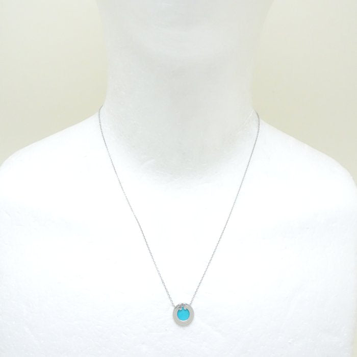 Tiffany & Co T TWO Circle Necklace Turquoise K18WG