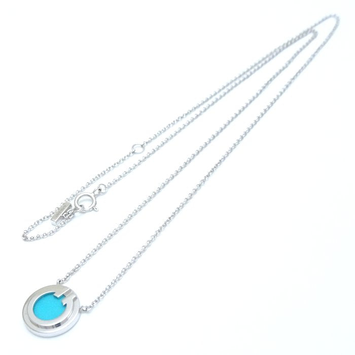 Tiffany & Co T TWO Circle Necklace Turquoise K18WG