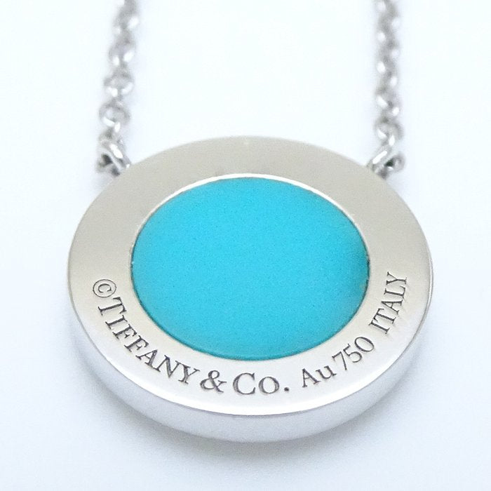 Tiffany & Co T TWO Circle Necklace Turquoise K18WG