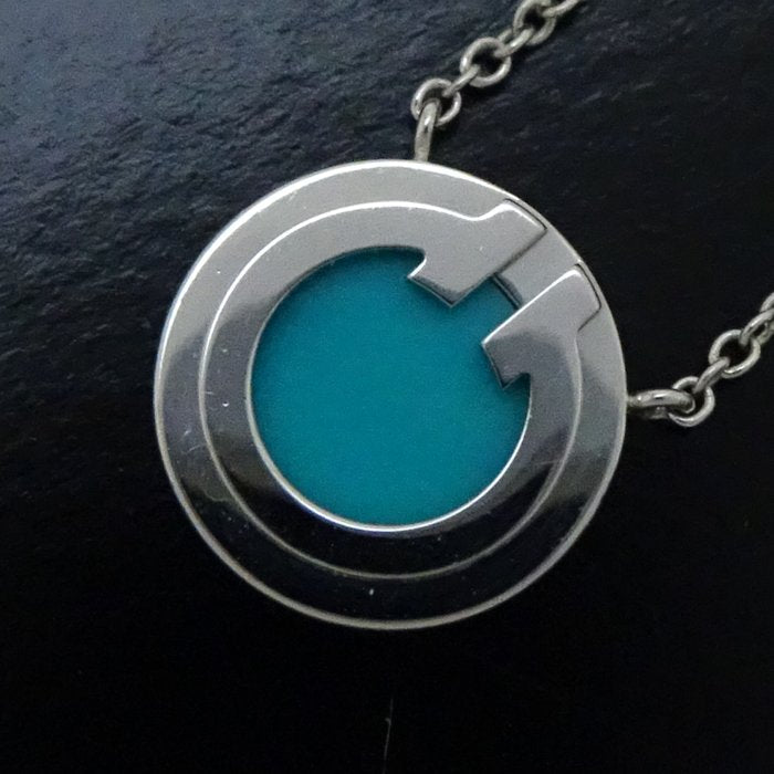 Tiffany & Co T TWO Circle Necklace Turquoise K18WG