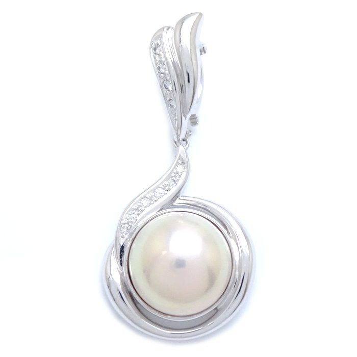 TASAKI Pearl Pendant Top Diamond 0.10ct K14WG