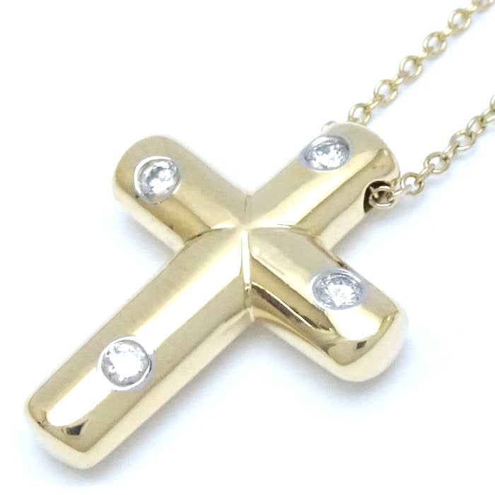 Tiffany & Co Dots Cross Necklace 4P Diamond K18YG