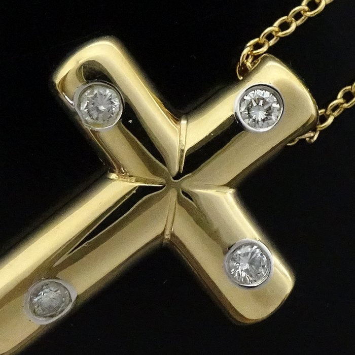 Tiffany & Co Dots Cross Necklace 4P Diamond K18YG