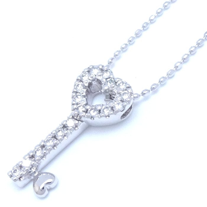 Ponte Vecchio Heart Key Necklace Diamond 0.18ct K18WG