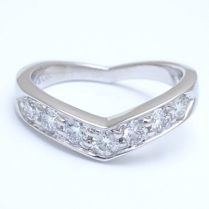 Tiffany & Co V Band Ring 7P Diamond Pt950