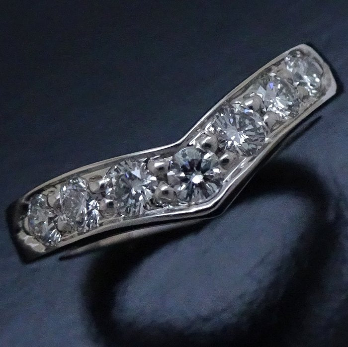 Tiffany & Co V Band Ring 7P Diamond Pt950