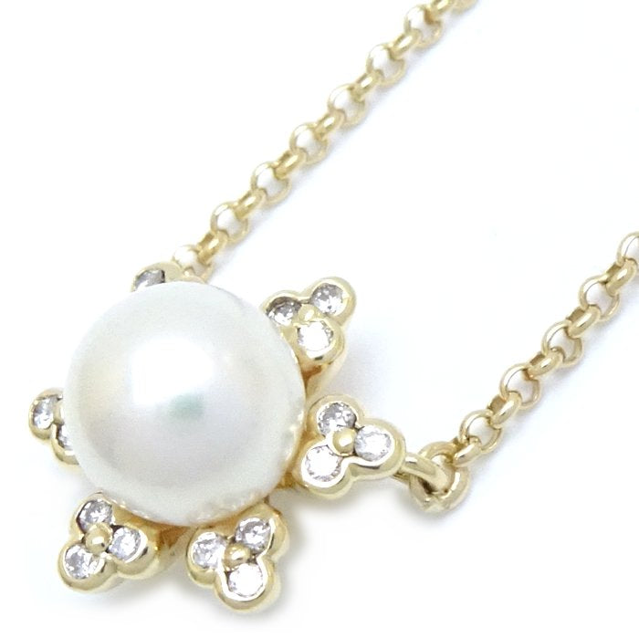 Nina Ricci Pearl Necklace Diamond K18YG Gold