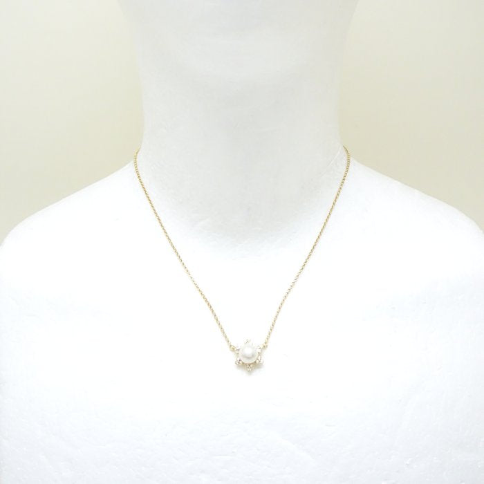 Nina Ricci Pearl Necklace Diamond K18YG Gold