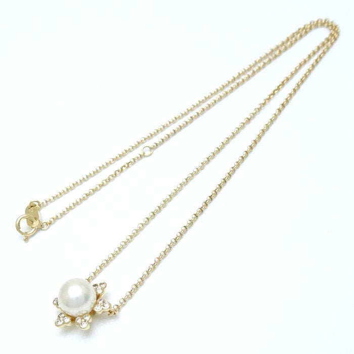 Nina Ricci Pearl Necklace Diamond K18YG Gold