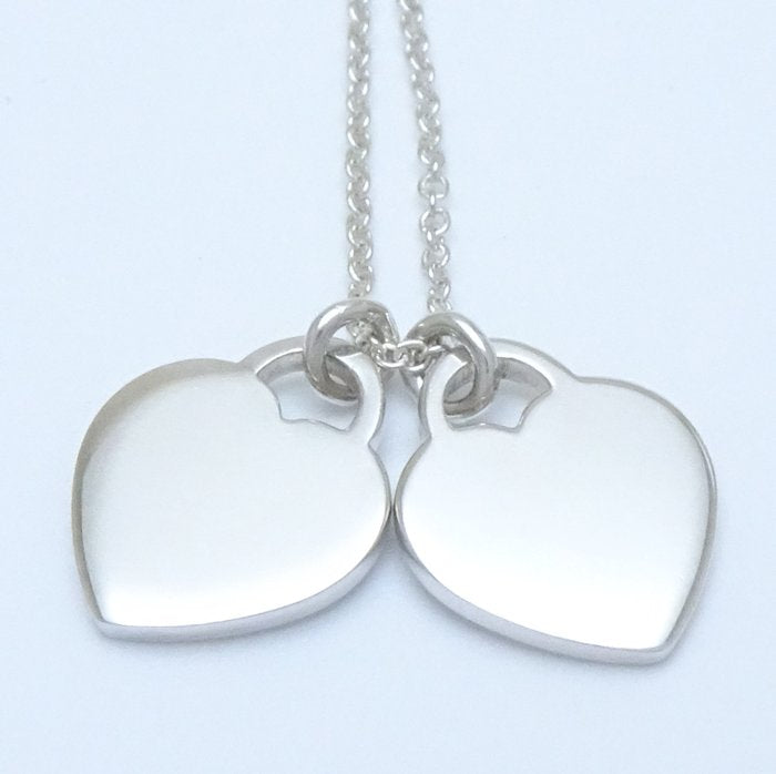 Tiffany & Co Silver 925 Diamond Double Heart Necklace