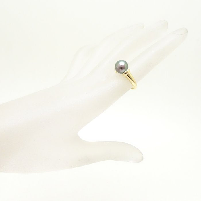 Mikimoto Black Pearl Ring K18YG Yellow Gold