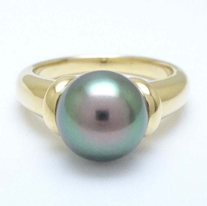 Mikimoto Black Pearl Ring K18YG Yellow Gold