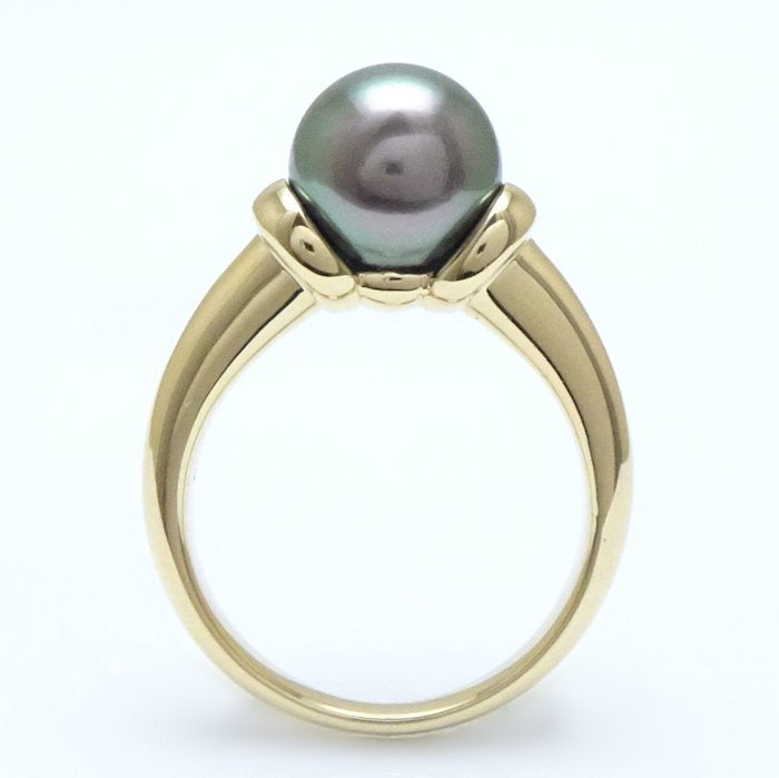 Mikimoto Black Pearl Ring K18YG Yellow Gold