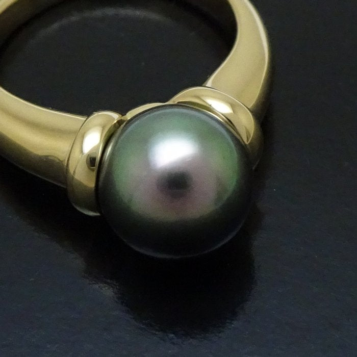 Mikimoto Black Pearl Ring K18YG Yellow Gold