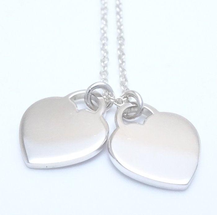 Tiffany & Co Silver 925 Double Heart Tag Necklace