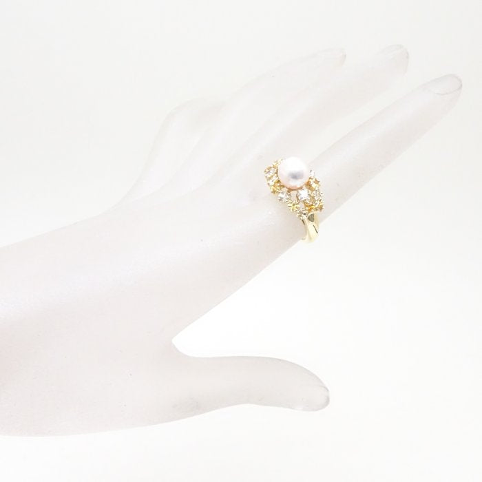 TASAKI Pearl Ring 7.8mm White Sapphire K18YG