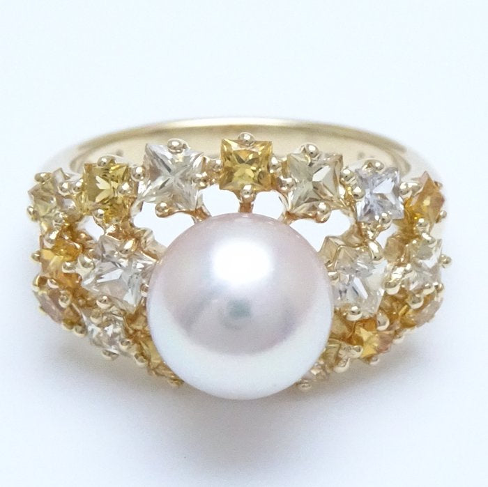 TASAKI Pearl Ring 7.8mm White Sapphire K18YG