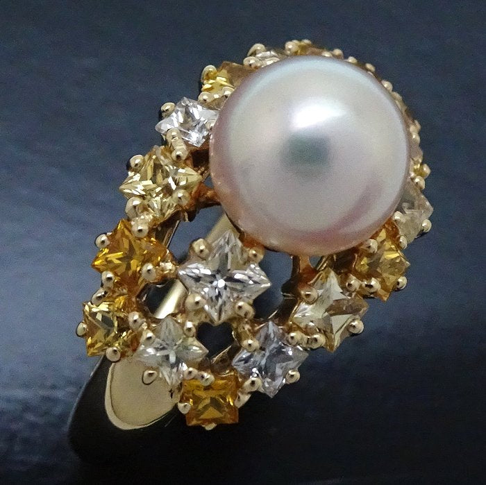 TASAKI Pearl Ring 7.8mm White Sapphire K18YG