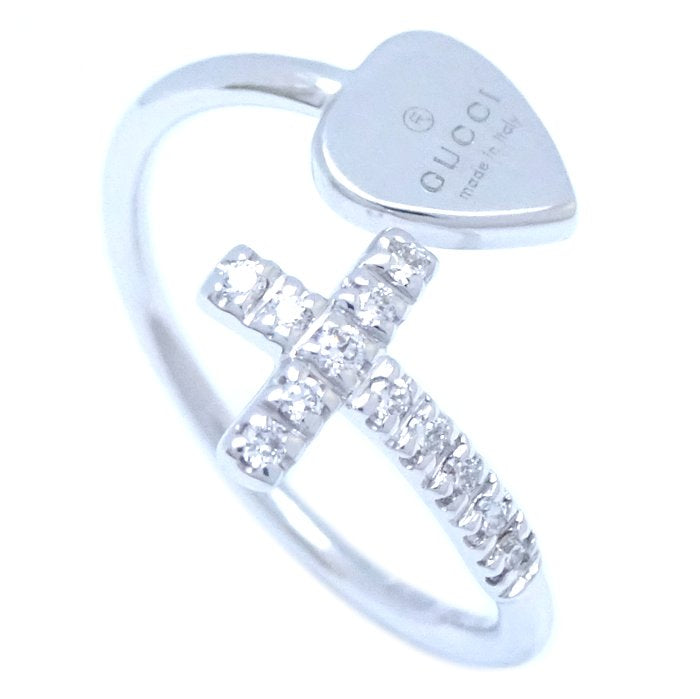 Gucci Diamond Heart Cross Ring K18WG