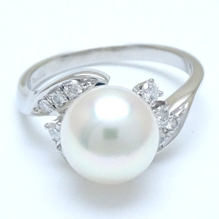 Mikimoto Pearl Ring 8.2mm Diamond Pt950