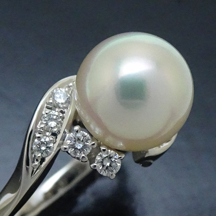 Mikimoto Pearl Ring 8.2mm Diamond Pt950