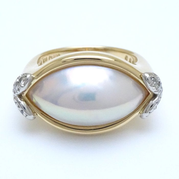 TASAKI Pearl Ring K18YG Yellow Gold Pt900 Platinum