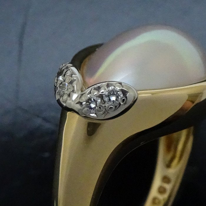 TASAKI Pearl Ring K18YG Yellow Gold Pt900 Platinum