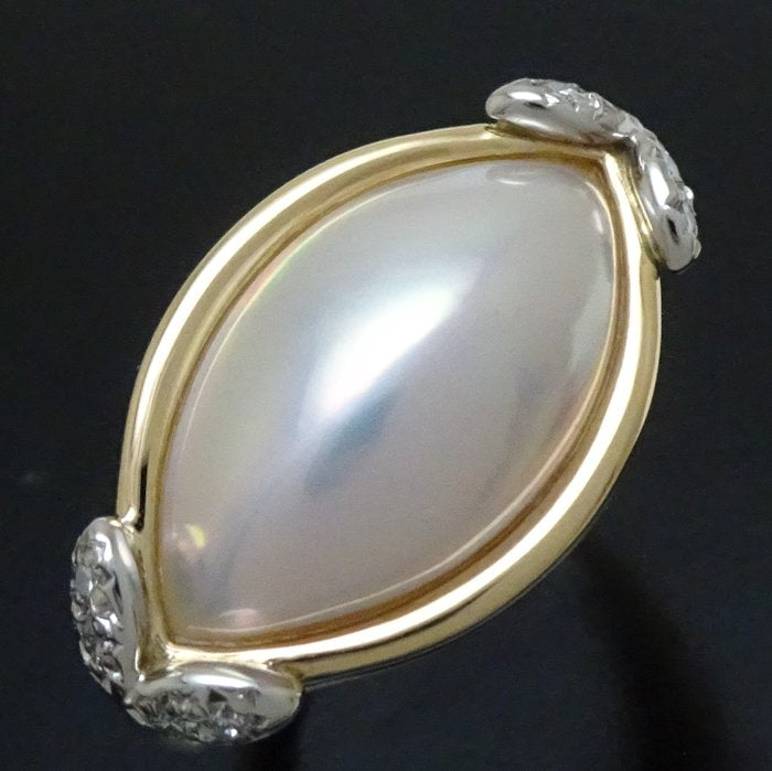 TASAKI Pearl Ring K18YG Yellow Gold Pt900 Platinum