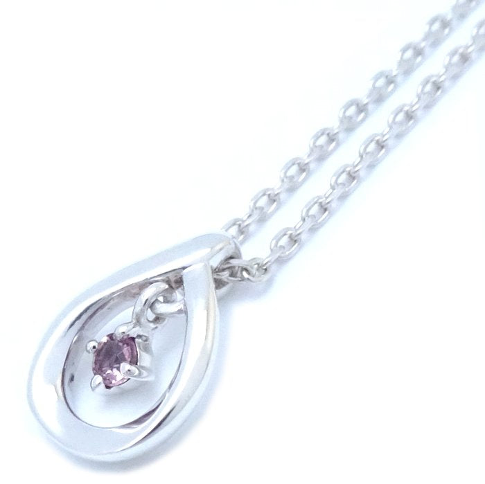 4℃ Teardrop Pink Sapphire Silver Necklace