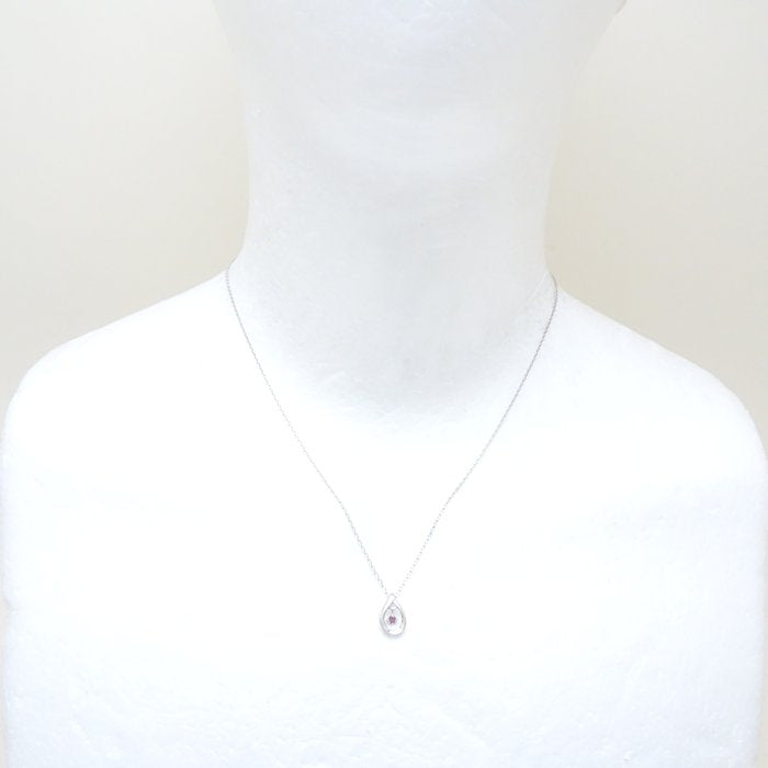 4℃ Teardrop Pink Sapphire Silver Necklace