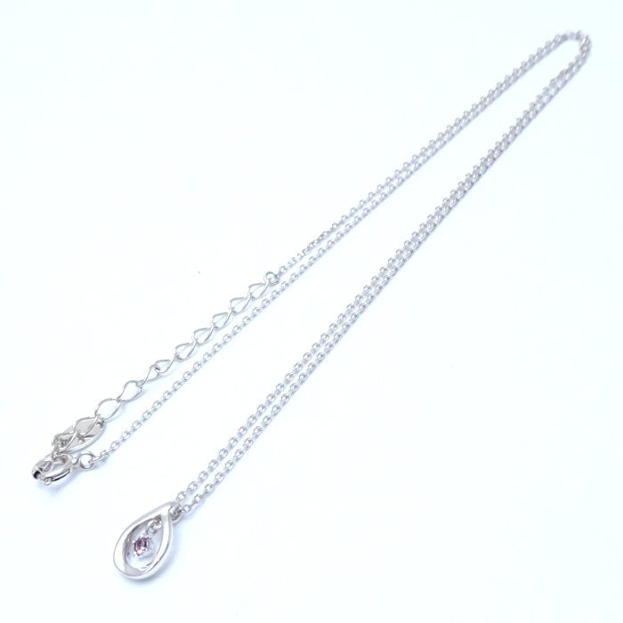 4℃ Teardrop Pink Sapphire Silver Necklace