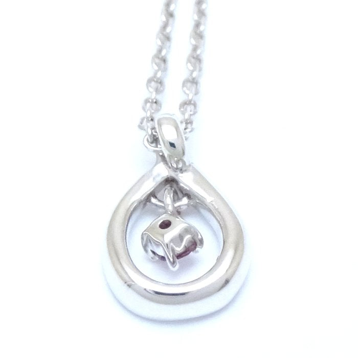 4℃ Teardrop Pink Sapphire Silver Necklace