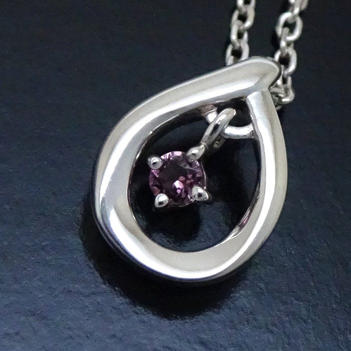 4℃ Teardrop Pink Sapphire Silver Necklace