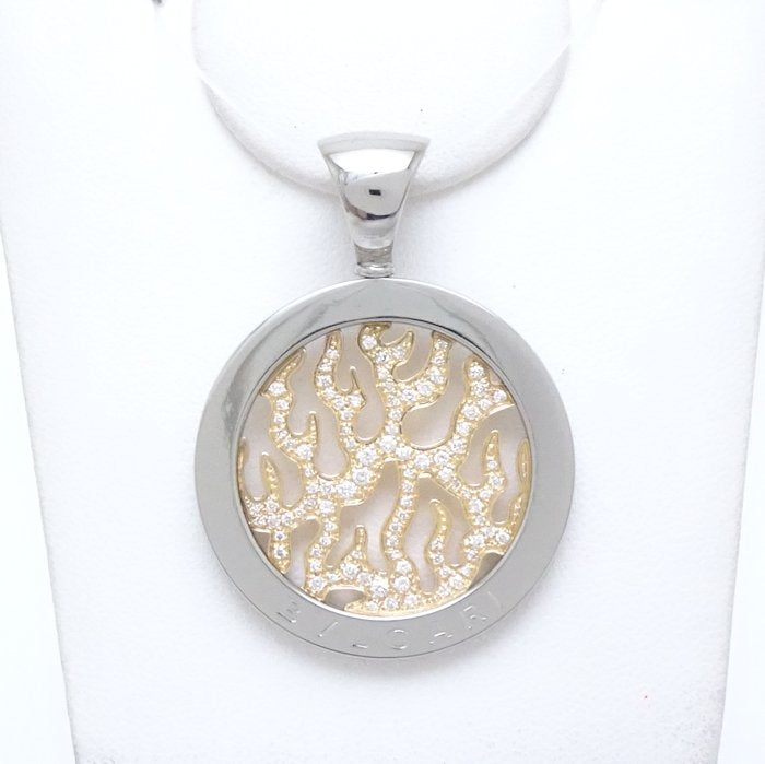 Bvlgari Diamond Pendant K18YG Yellow Gold Stainless Steel