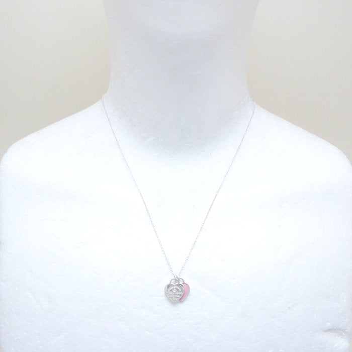 Tiffany & Co Silver 925 Diamond Double Heart Necklace