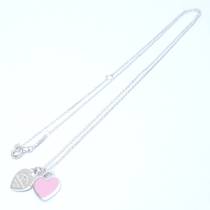 Tiffany & Co Silver 925 Diamond Double Heart Necklace