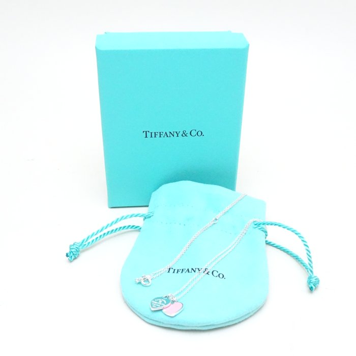 Tiffany & Co Silver 925 Diamond Double Heart Necklace