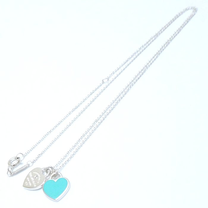 Tiffany & Co Silver 925 Diamond Double Heart Necklace