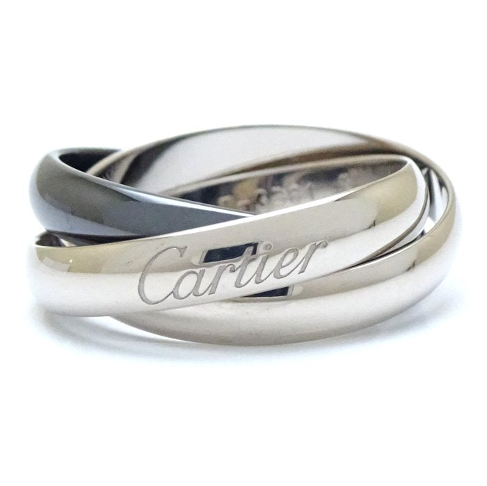 Cartier Cartier Trinity Ring K18WG White Gold Black Ceramic Metal Ring 54 in Pristine Condition