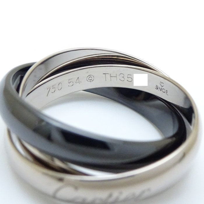 Cartier Cartier Trinity Ring K18WG White Gold Black Ceramic Metal Ring 54 in Pristine Condition